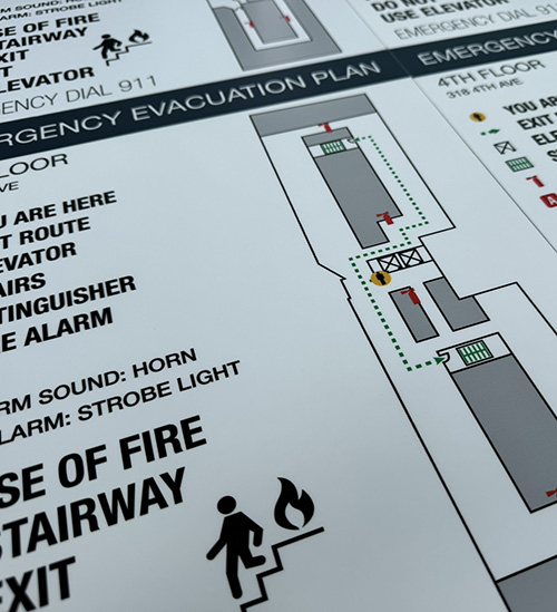 evacuation plan sign trada sign