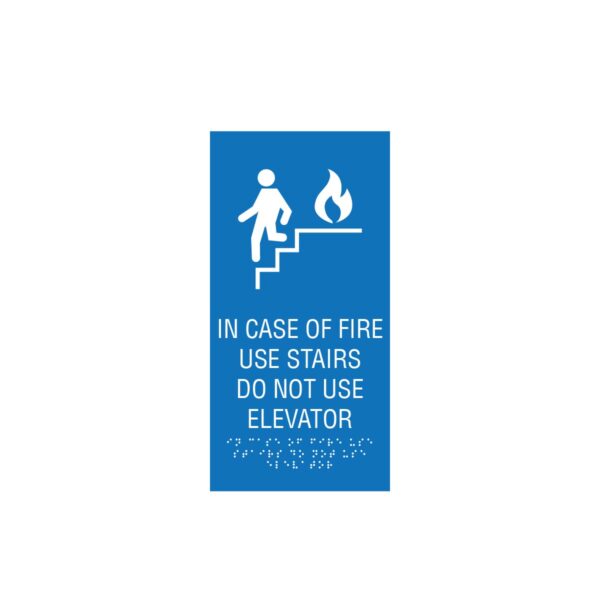 6x12 In Case Of Fire Elevator Sign Blue