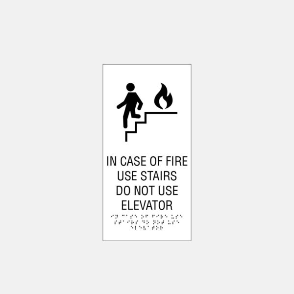 6x12 In Case Of Fire Elevator Sign White
