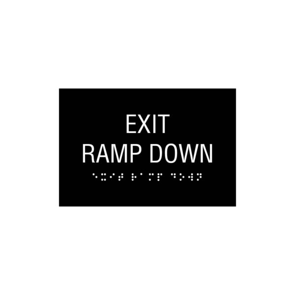 6x4 exit ramp down sign black