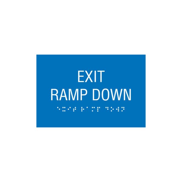 6x4 exit ramp down sign blue