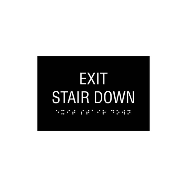 exit stair down sign black