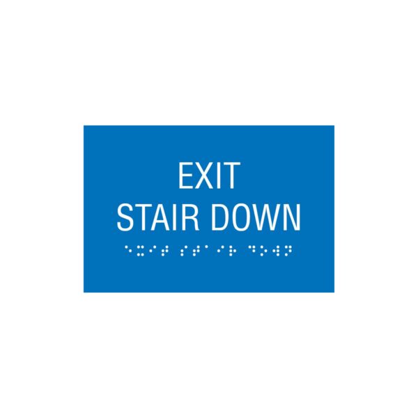 exit stair down sign blue