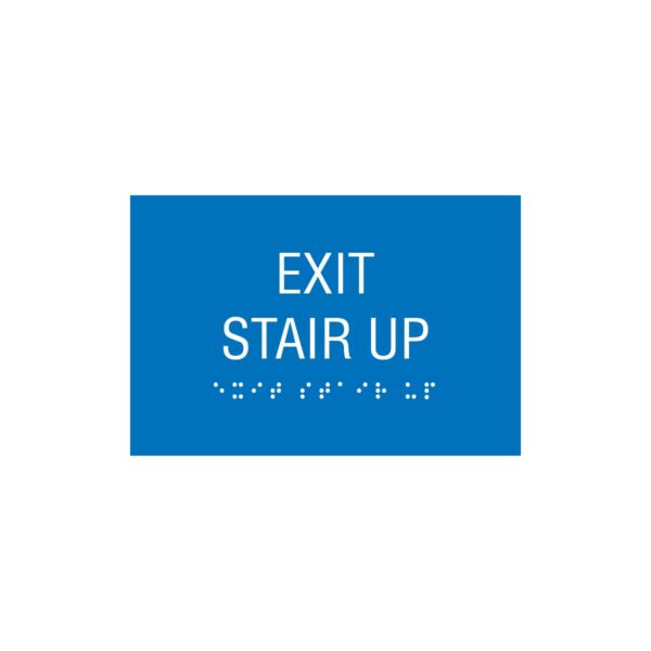 exit stair up sign blue