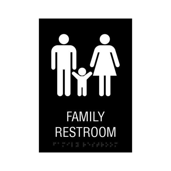 6x8.6 Family Restroom Sign Black