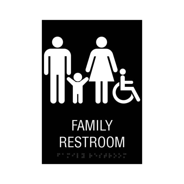 6x8 Family ISA Restroom Sign Black