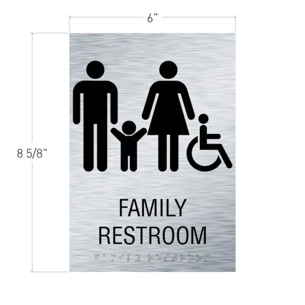6x8 Family ISA Restroom Sign Brushed