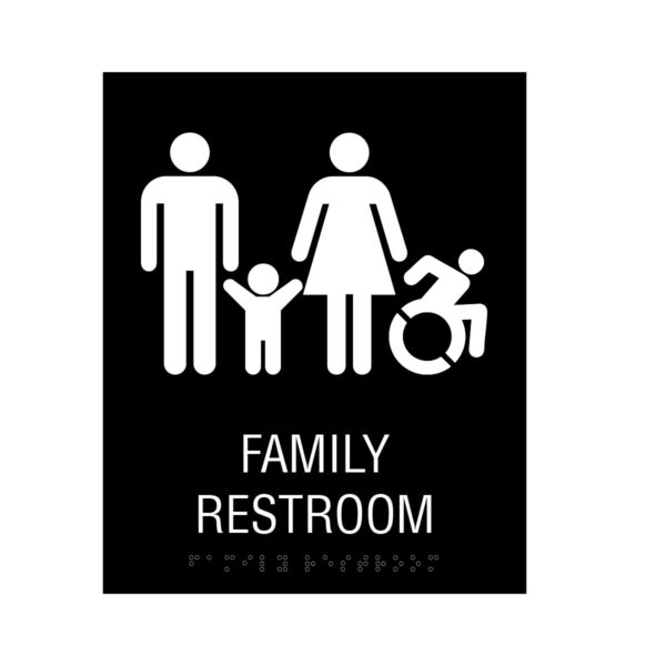 7x8 Family ISA NY, CT, Restroom Sign Black