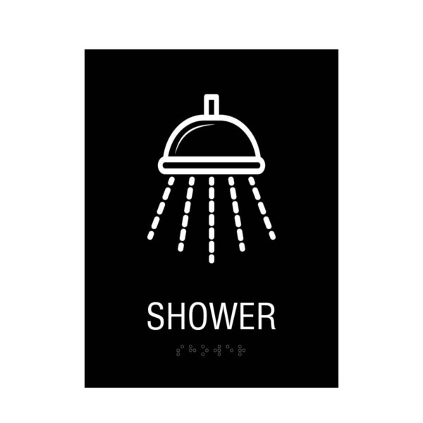 6x8 Shower Restroom Sign Black