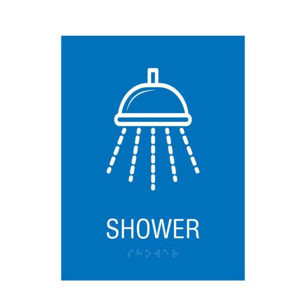 6x8 Shower Restroom Sign Blue
