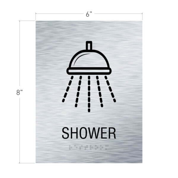 6x8 Shower Restroom Sign Brushed