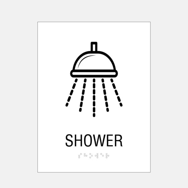6x8 Shower Restroom Sign White