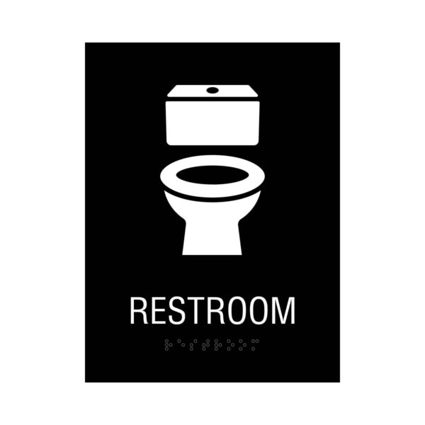6x8 Toilet Restroom Sign Black
