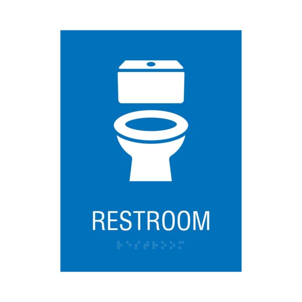 6x8 Toilet Restroom Sign Blue