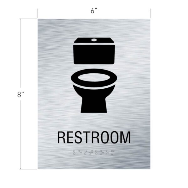 6x8 Toilet Restroom Sign Brushed