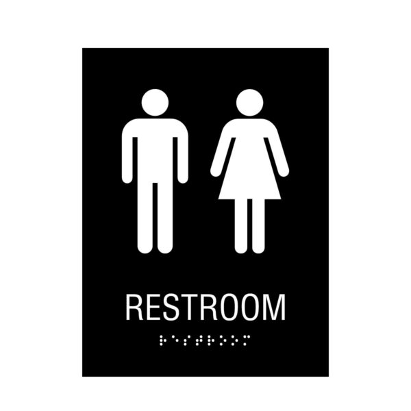 6x8 Unisex Restroom Sign Black