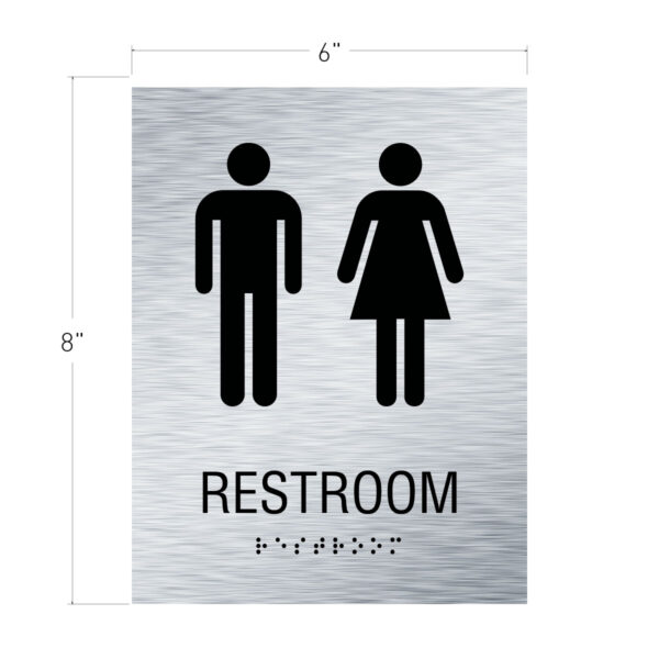 6x8 Unisex Restroom Sign Brushed