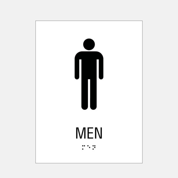 6x8 Restroom Sign Men White