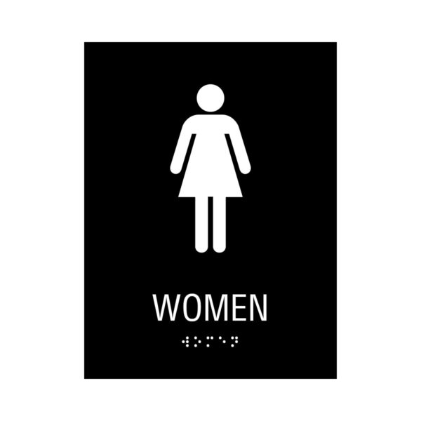 6x8 Women Restroom Sign Black