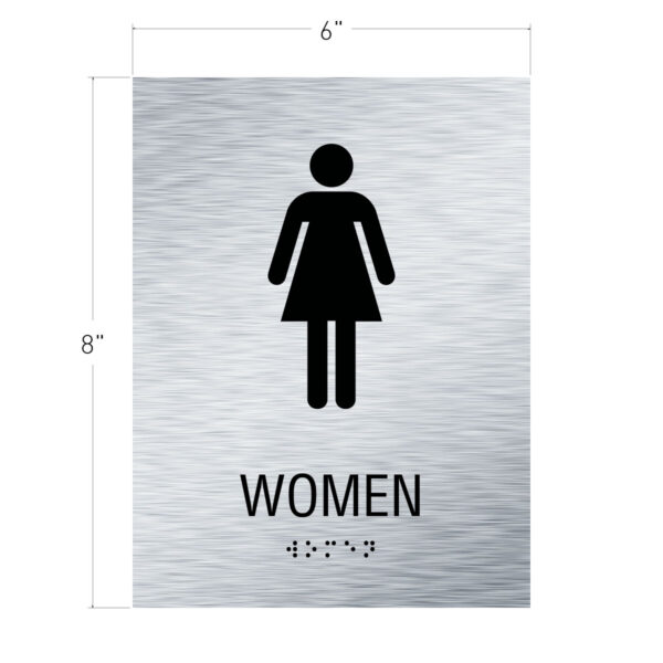 6x8 Women Restroom Sign Brushed