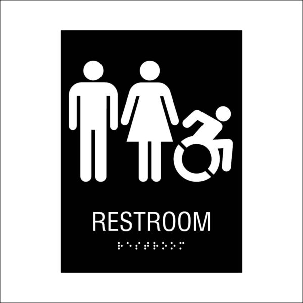 6x8 Unisex ISA NY, CT, Restroom Sign Black