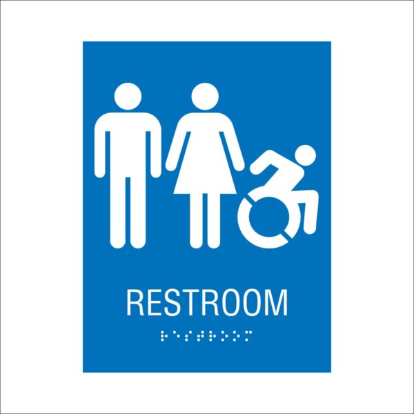 6x8 Unisex ISA NY, CT, Restroom Sign Blue