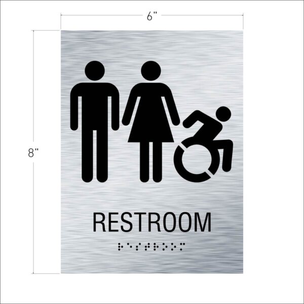 6x8 Unisex ISA NY, CT, Restroom Sign Brushed