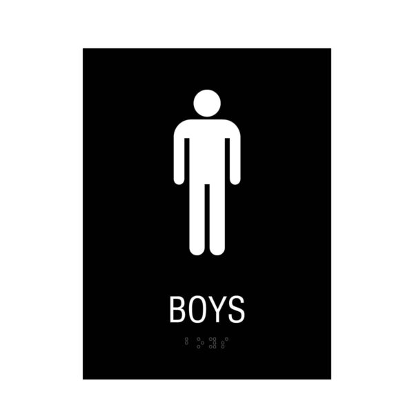 6x8 Boys Restroom Sign Black