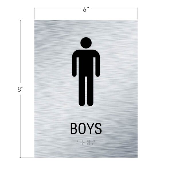 6x8 Boys Restroom Sign Brushed