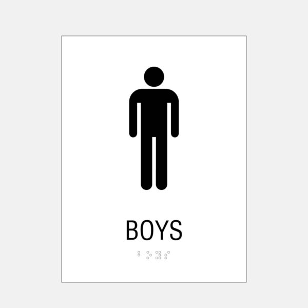6x8 Boys Restroom Sign White