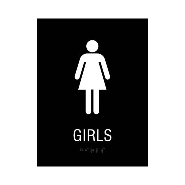 6x8 Girls Restroom Sign Black
