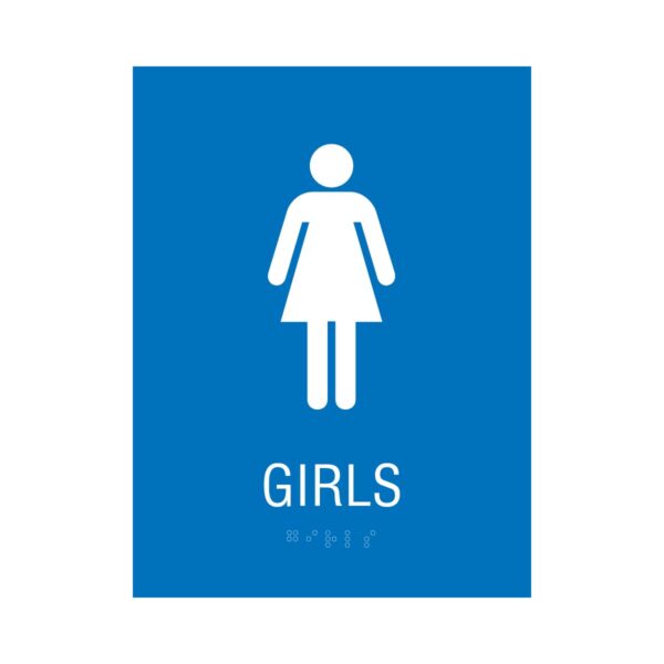 6x8 Girls Restroom Sign Blue