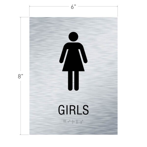 6x8 Girls Restroom Sign Brushed