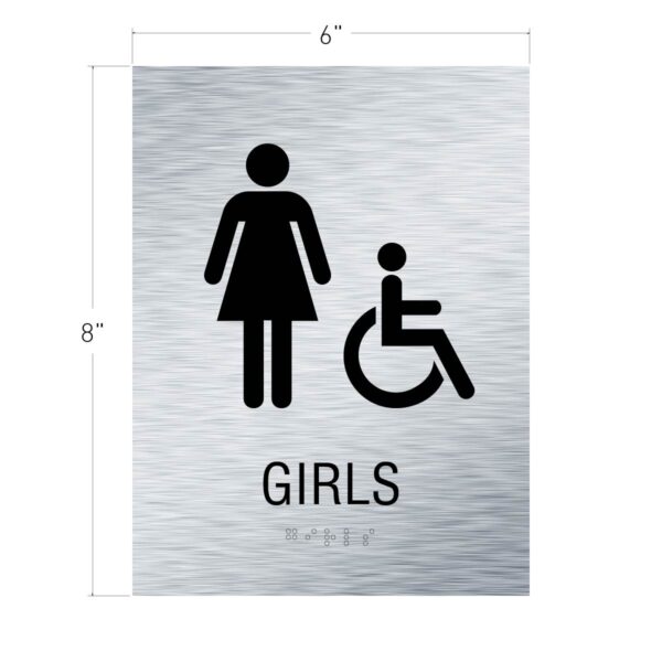 6x8 Girls ISA Restroom Sign Brushed