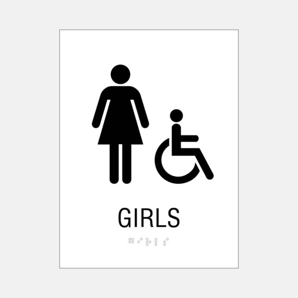 6x8 Girls ISA Restroom Sign White