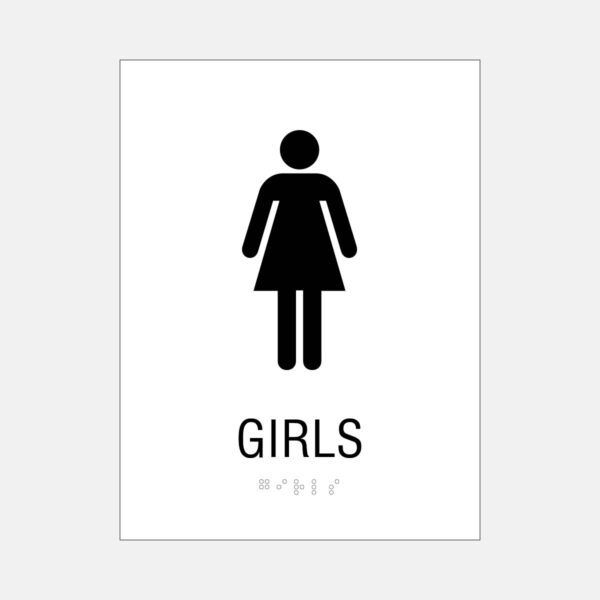 6x8 Girls Restroom Sign White