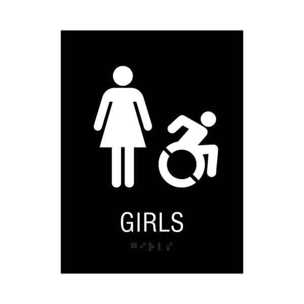 6x8 Girls ISA NY CT Restroom Sign Black