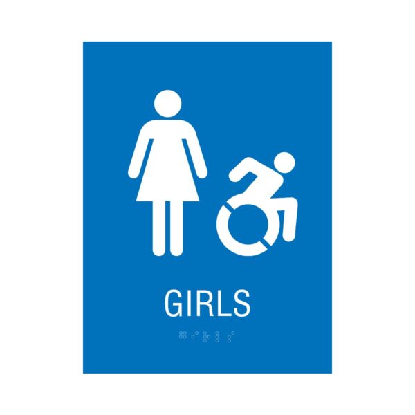6x8 Girls ISA NY CT Restroom Sign Blue