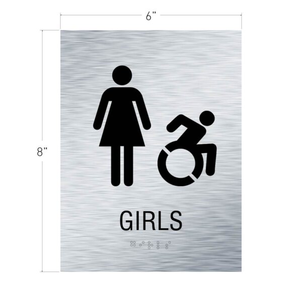 6x8 Girls ISA NY CT Restroom Sign Brushed