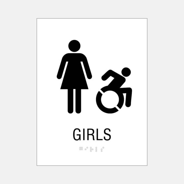 6x8 Girls ISA NY CT Restroom Sign White
