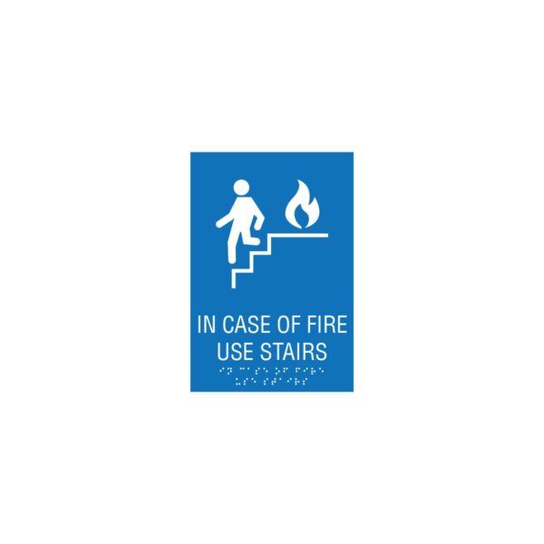 In case of fire 6x9 blue sign
