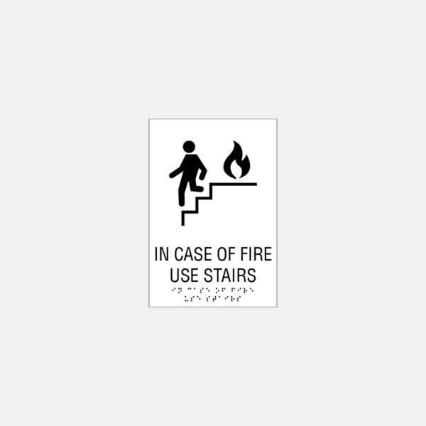In case of fire 6x9 white sign