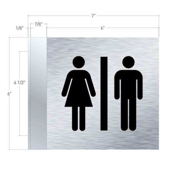 Restroom Unisex Blade Sign – 6”x7” Brushed