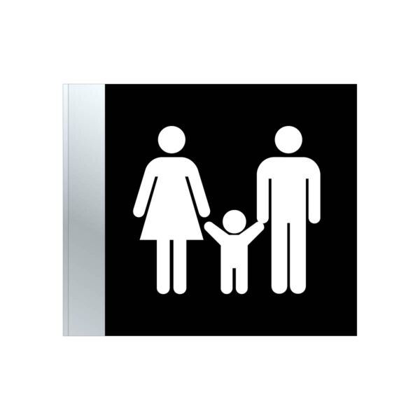 Restroom Family Blade Sign - 6”x7” Black
