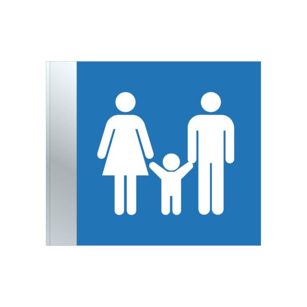 Restroom Family Blade Sign - 6”x7” Blue