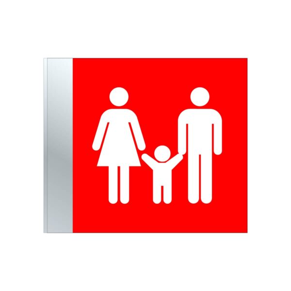 Restroom Family Blade Sign - 6”x7” Red