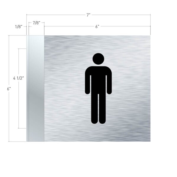 Restroom Men Blade Sign – 6”x7” Brushed