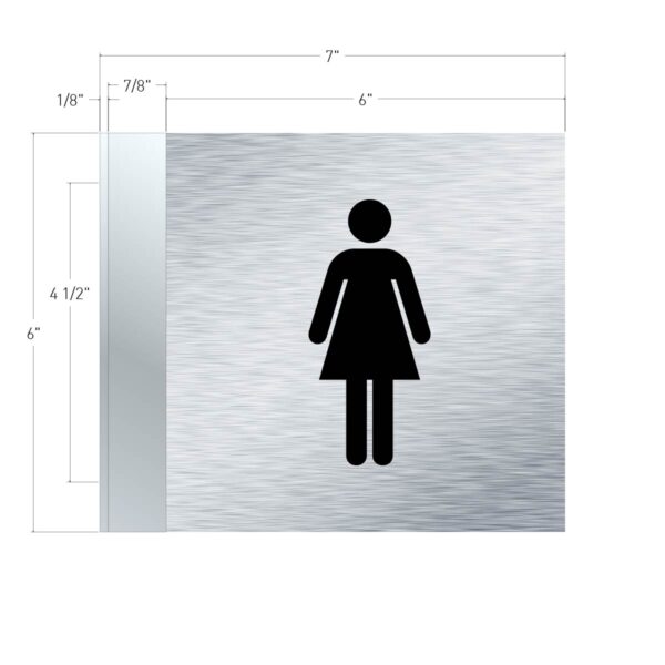 Restroom Women Blade Sign – 6”x7” Brushed